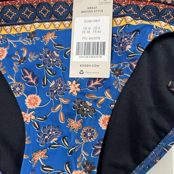 BODEN SYMI STRING BIKINI BOTTOM Swim Santorini Black Tankini Top 8 NEW. 395 - Picture 2 of 5